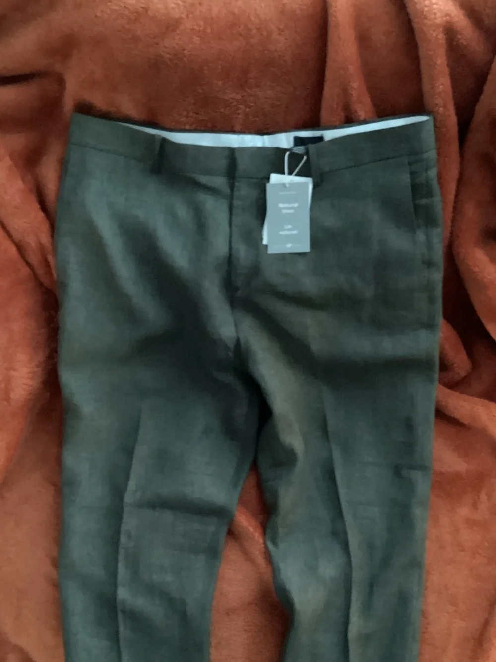 H&M Men's Fatigue Green Slim Linen Pants